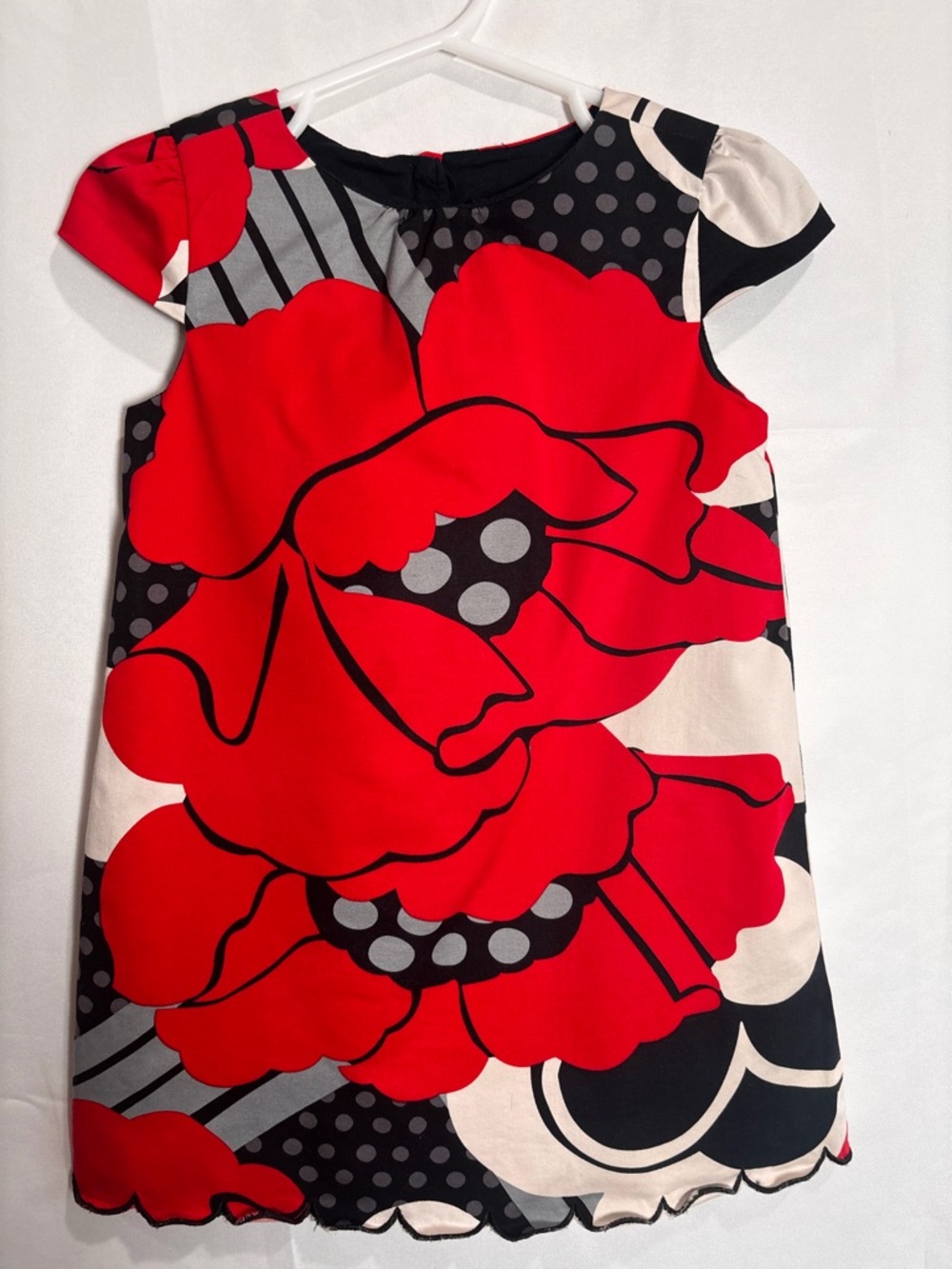 GAP Red Black Cream Floral Shift Dress